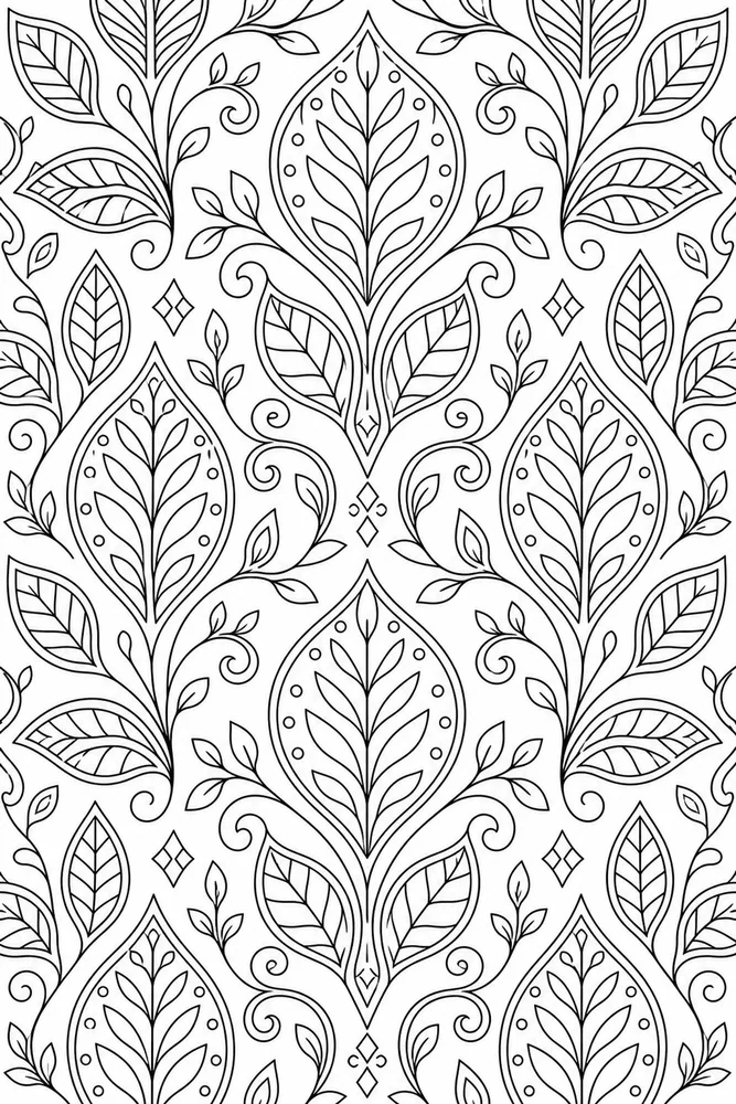 Adult Patterns Pattern Leaf Repeat Pattern coloring page