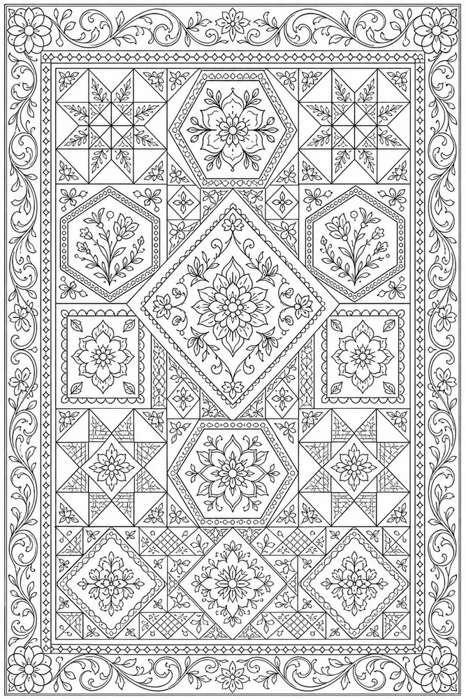 Adult Patterns Pattern Quilt Block Pattern coloring page