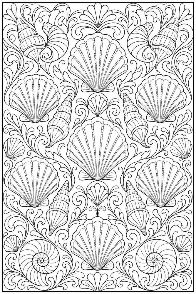 Adult Patterns Pattern Shell Repeat Pattern coloring page
