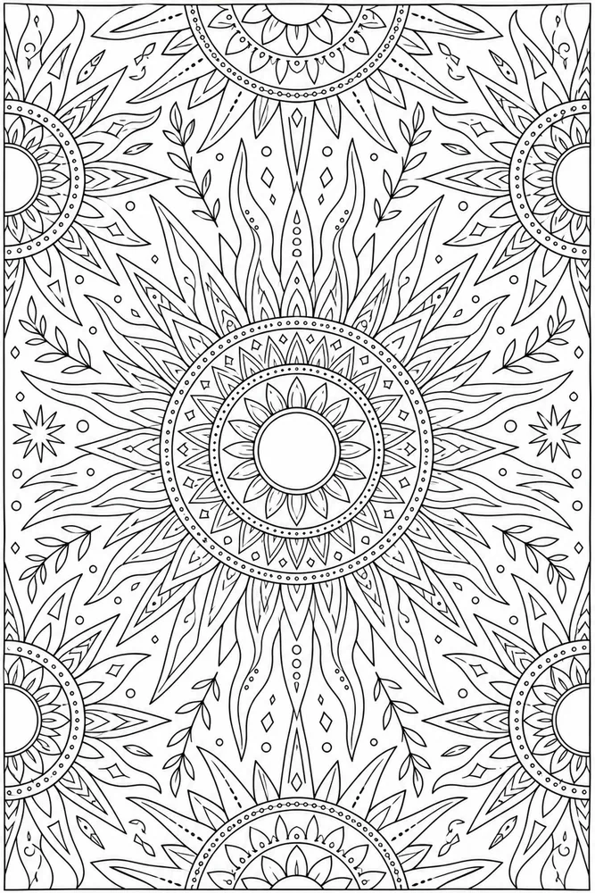 Adult Patterns Pattern Sunburst Repeat Pattern coloring page