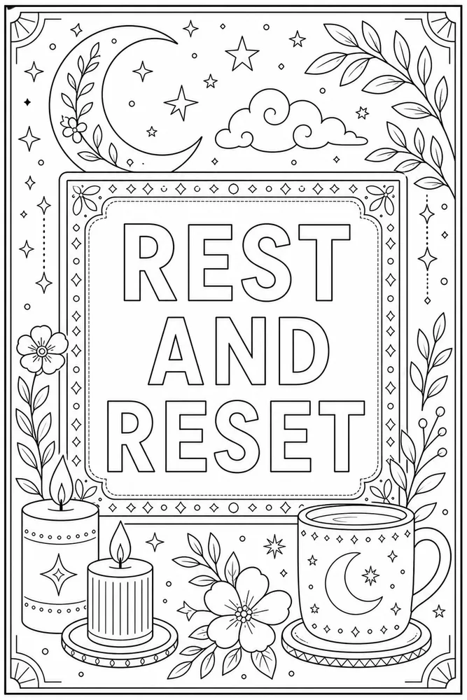 Adult Quotes Cozy Moon Card coloring page
