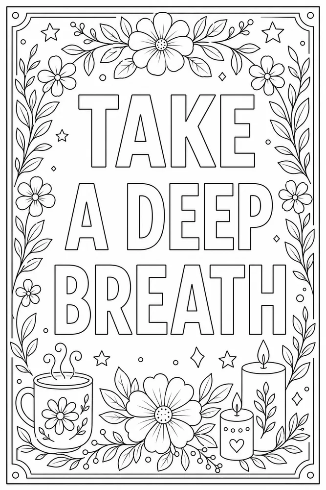 Adult Quotes Floral Frame coloring page