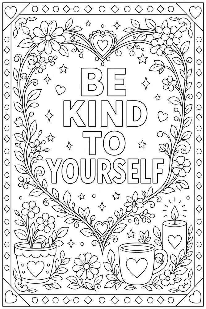 Adult Quotes Heart Garden Frame coloring page