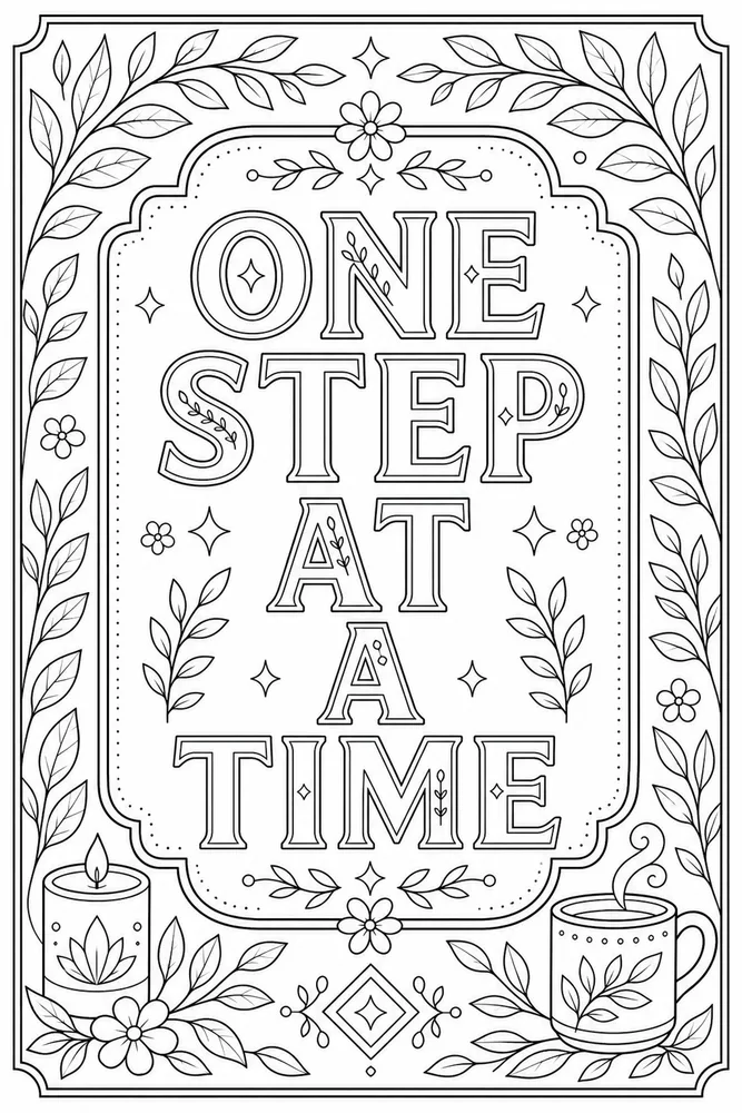 Adult Quotes Leaf Border coloring page