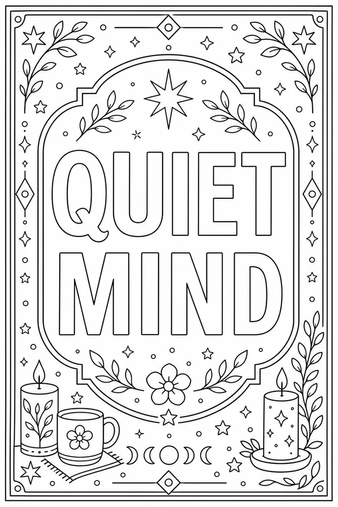 Adult Quotes Quiet Stars Frame coloring page