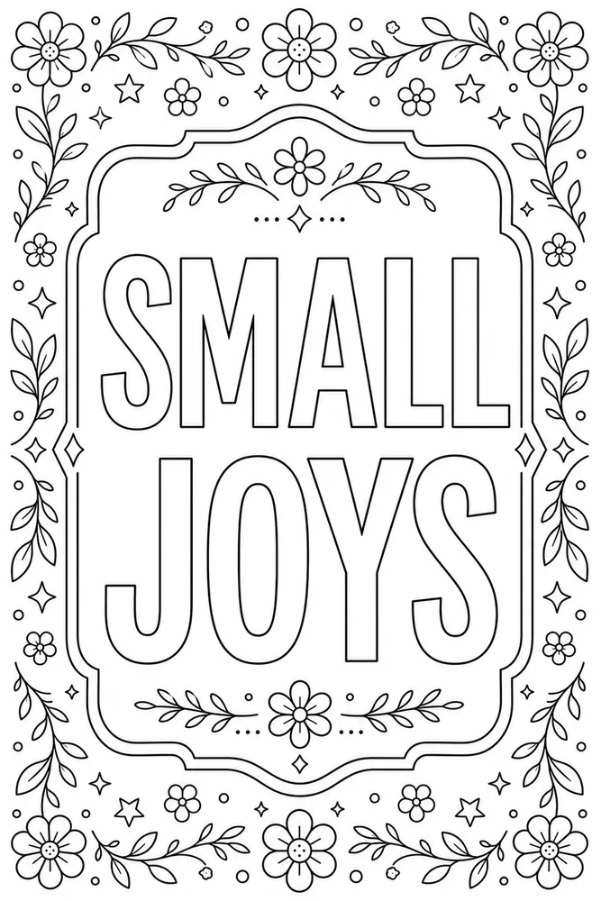 Adult Quotes Small Flower Border coloring page