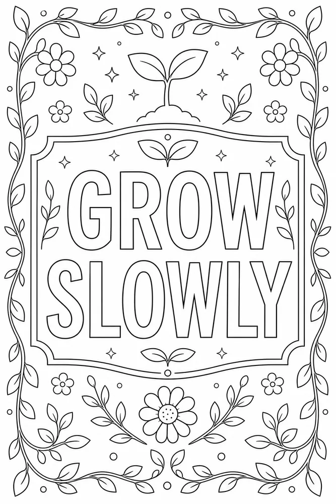 Adult Quotes Sprout Border coloring page