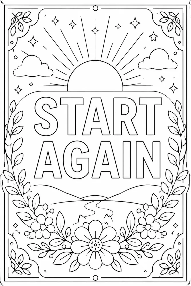 Adult Quote Coloring Pages preview: Adult Quotes Sunrise Card coloring page