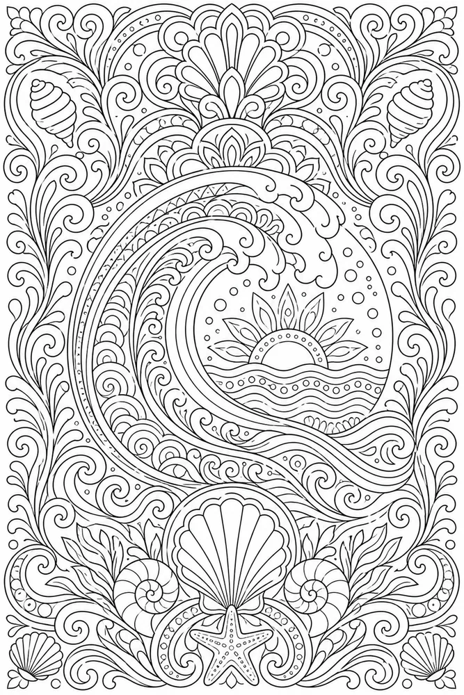 Adult Stress Relief Stress Relief Gentle Wave Pattern coloring page