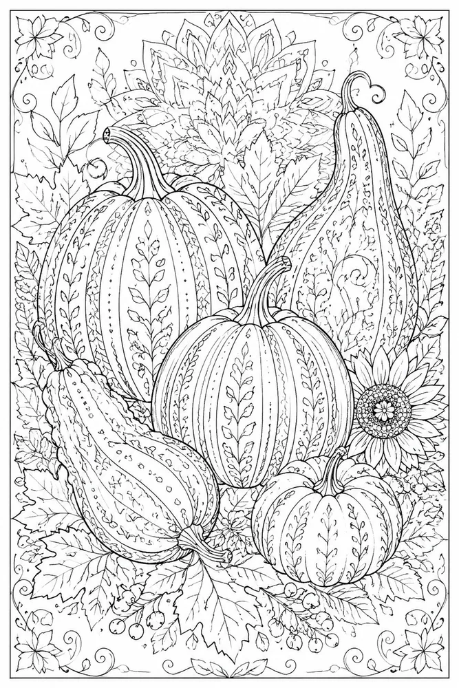 Adult Thanksgiving Thanksgiving Gourd Pattern coloring page