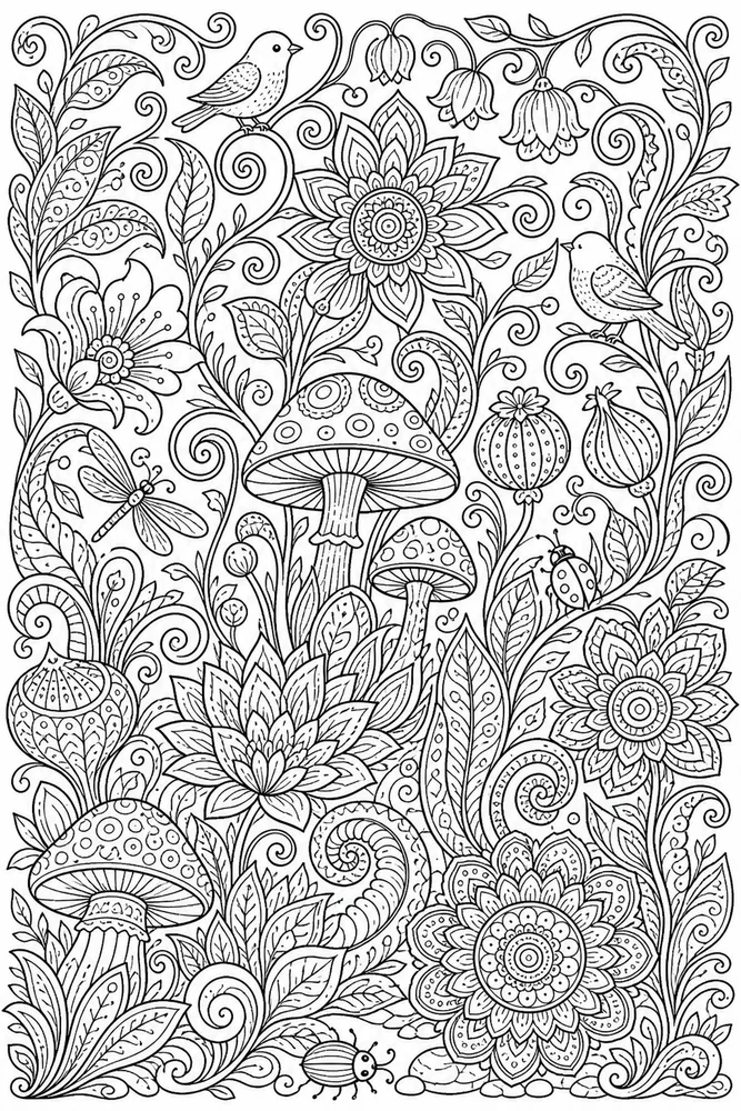 Adult Trippy Trippy Adult Organic Doodle Garden coloring page