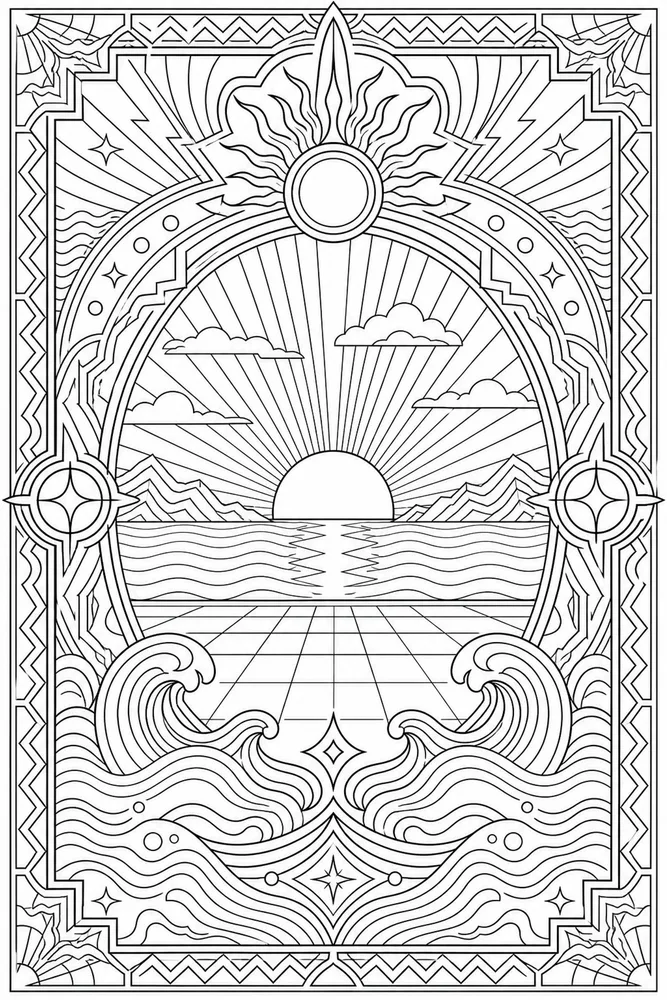 Adult Trippy Trippy Adult Retro Wave Frame coloring page