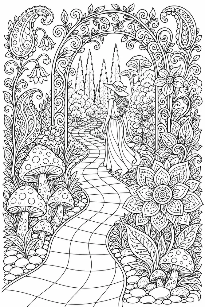 Adult Trippy Trippy Adult Wavy Checker Garden coloring page