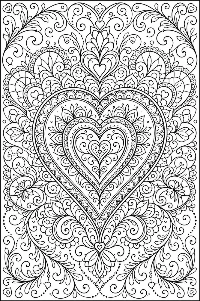 Adult Valentine Valentine Heart Mandala coloring page
