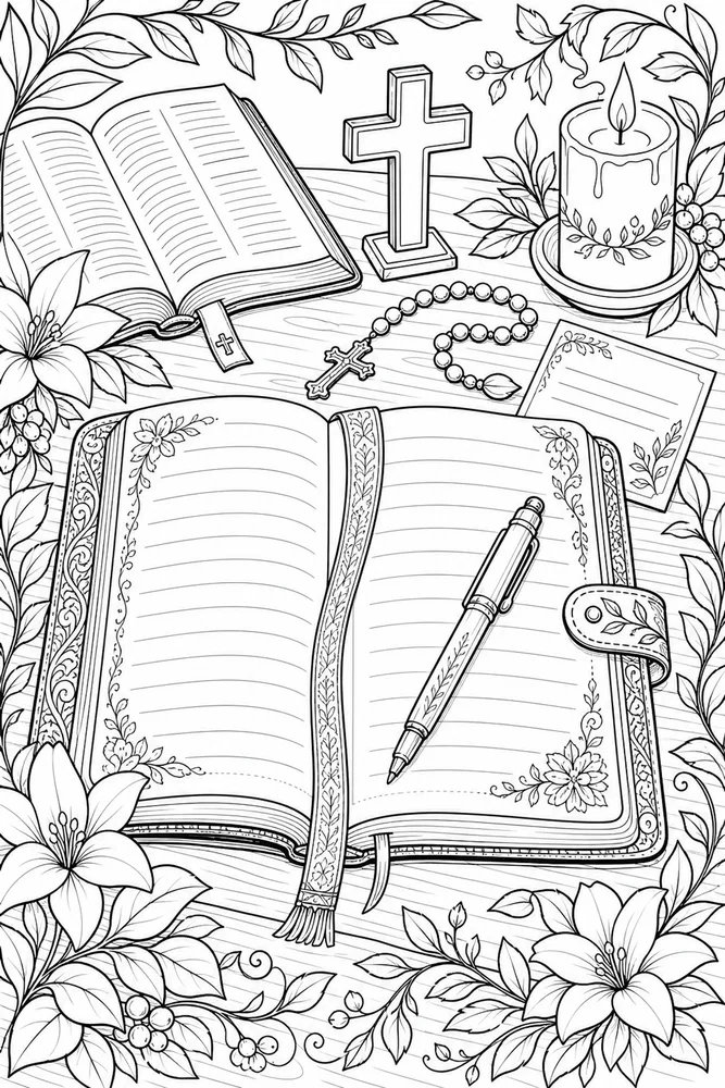 Christian Adult Christian Reflection Journal Page printable coloring page