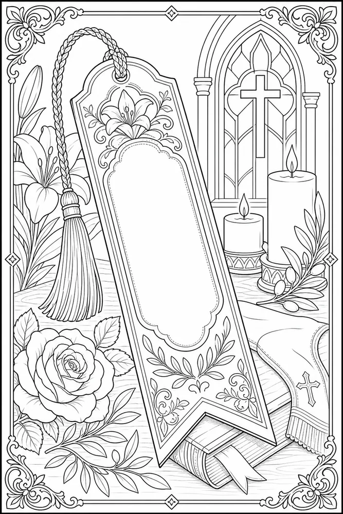 Christian Adult Floral Scripture Bookmark Layout printable coloring page