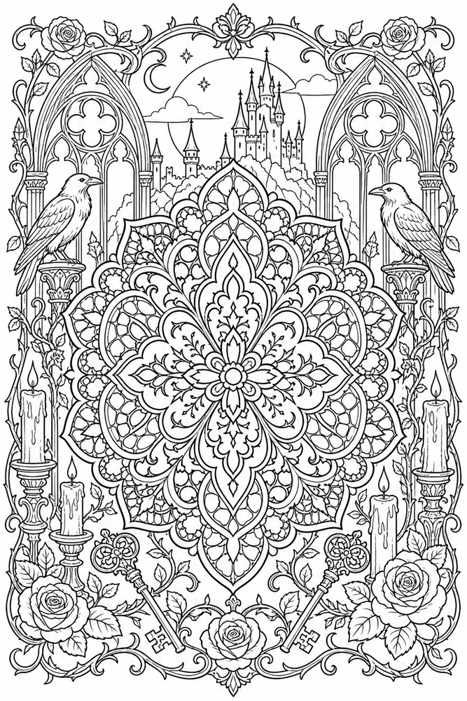 Gothic Adult Gothic Lace Pattern printable coloring page