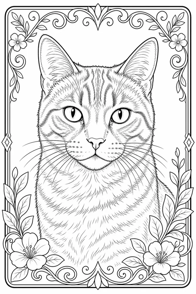 Realistic Adult Adult Realistic Cat Portrait printable coloring page