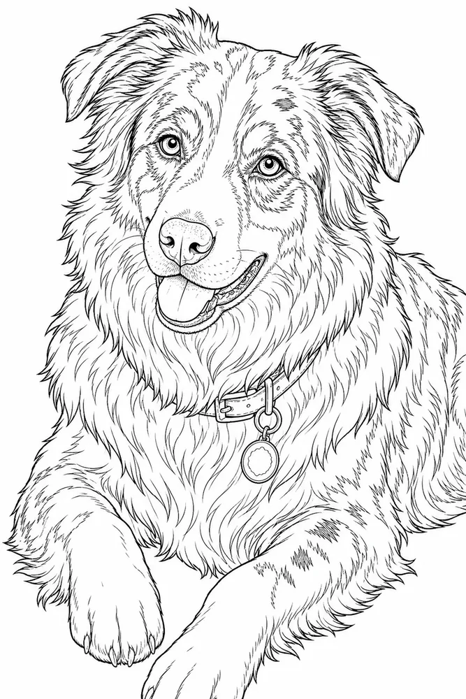 Realistic Adult Detailed Dog Portrait printable coloring page