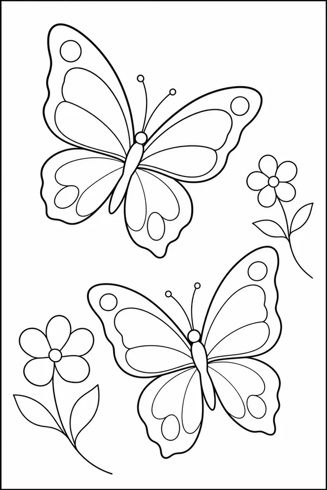 Simple Adult Easy Butterfly Pair printable coloring page