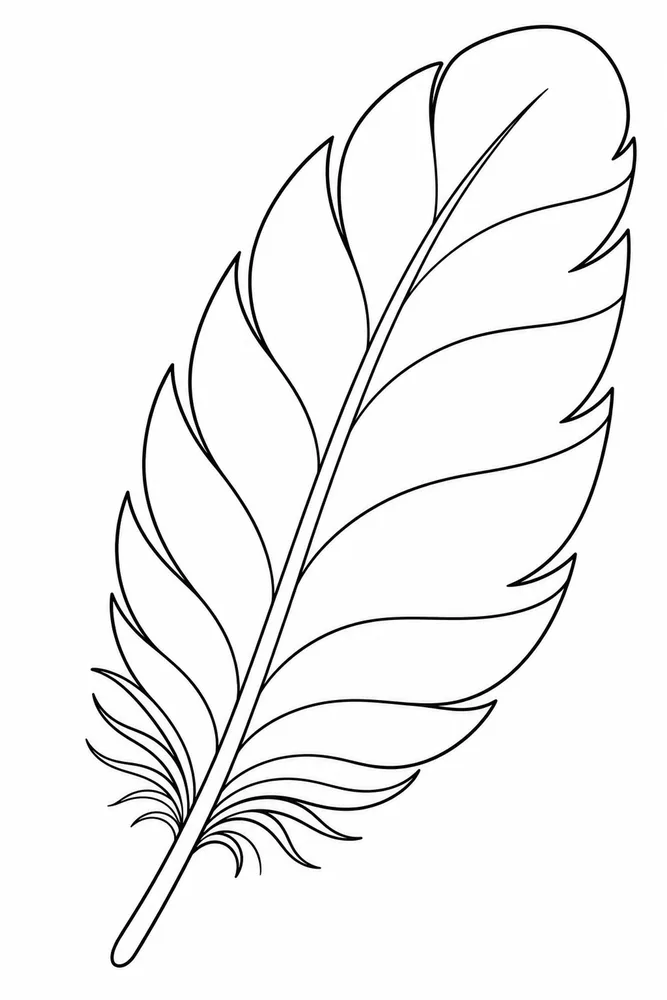 Simple Adult Large Feather Pattern printable coloring page