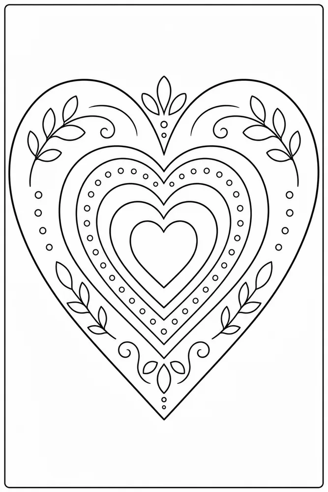 Simple Adult Large Heart Pattern printable coloring page