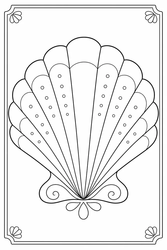 Simple Adult Large Shell Pattern printable coloring page