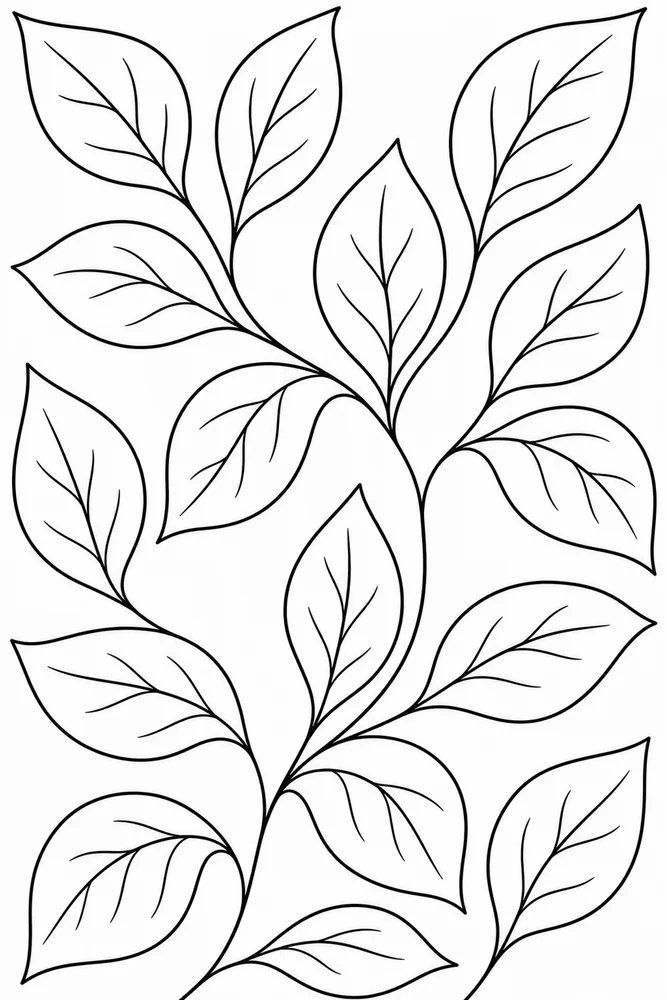 Simple Adult Open Leaf Pattern printable coloring page