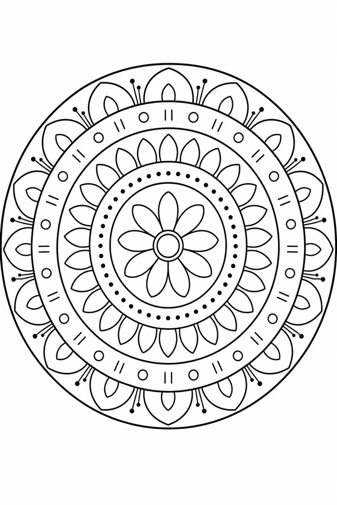 Simple Adult Simple Mandala Rings printable coloring page