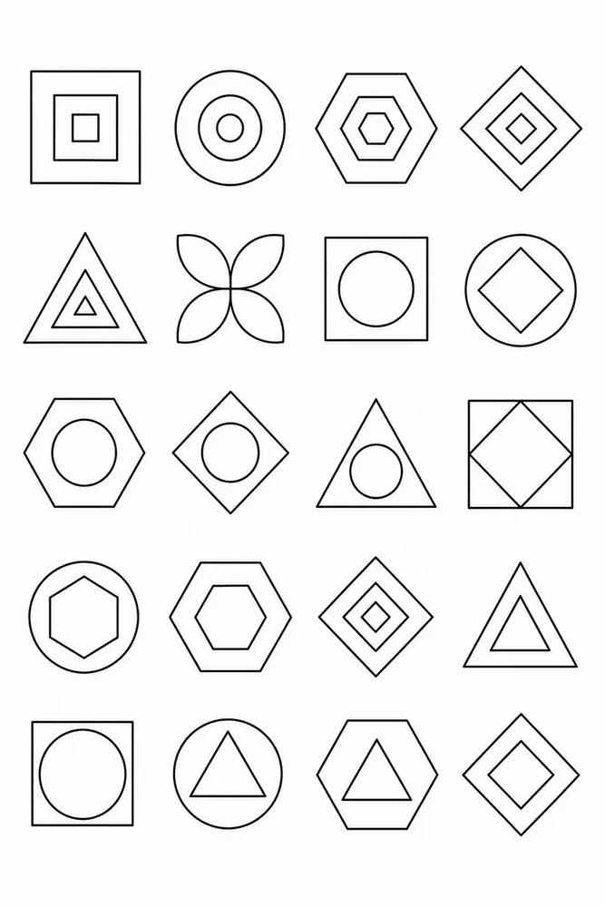 Simple Adult Wide Spaced Geometric Tiles printable coloring page