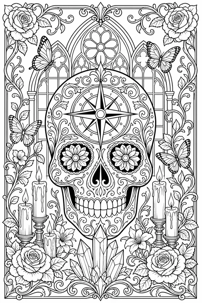 Skull Adult Skull Compass Page printable coloring page