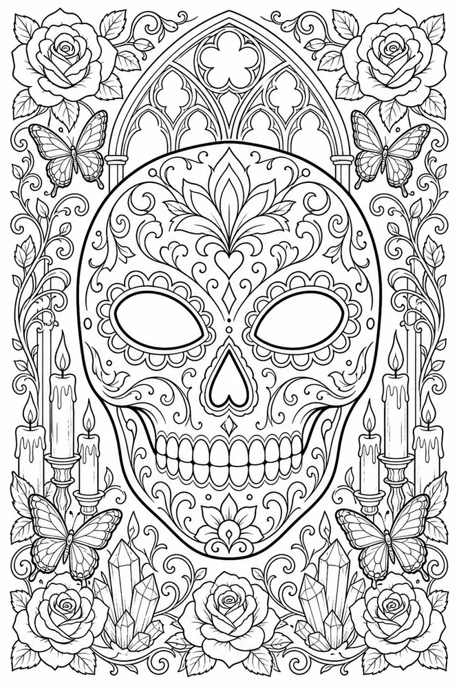 Skull Adult Skull Mask Pattern printable coloring page