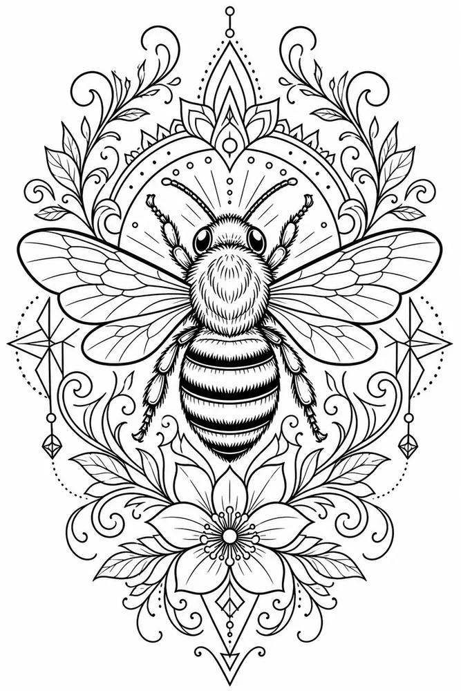 Tattoo Adult Bee Tattoo Design printable coloring page