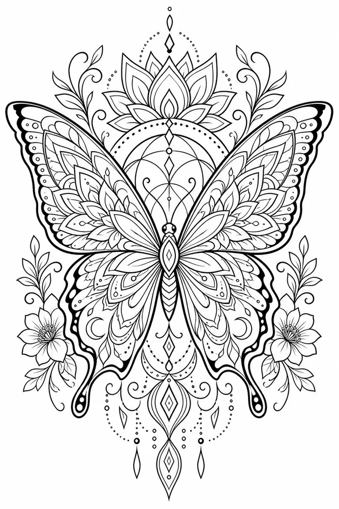 Tattoo Adult Butterfly Tattoo Design printable coloring page