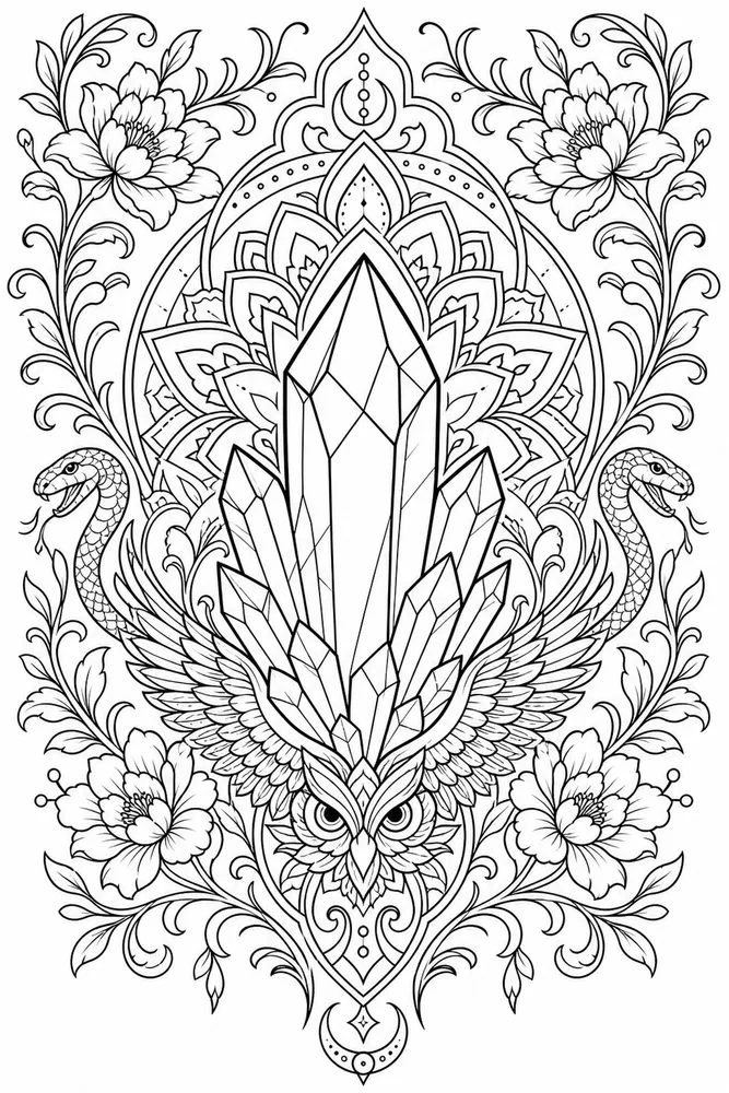 Tattoo Adult Crystal Tattoo Design printable coloring page