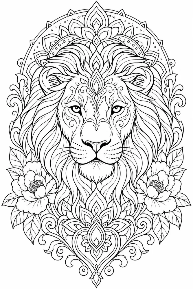 Tattoo Adult Lion Tattoo Portrait printable coloring page