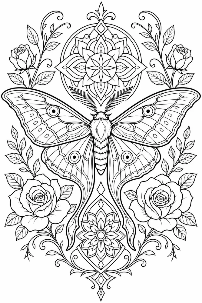 Tattoo Adult Moth Tattoo Page printable coloring page