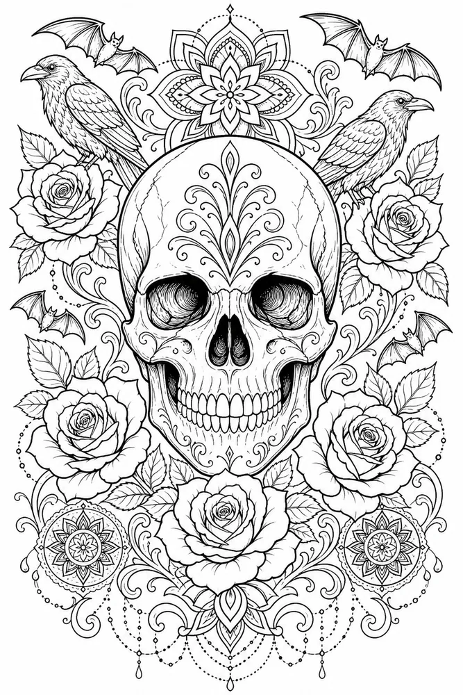 Tattoo Adult Skull Tattoo Flash Sheet printable coloring page