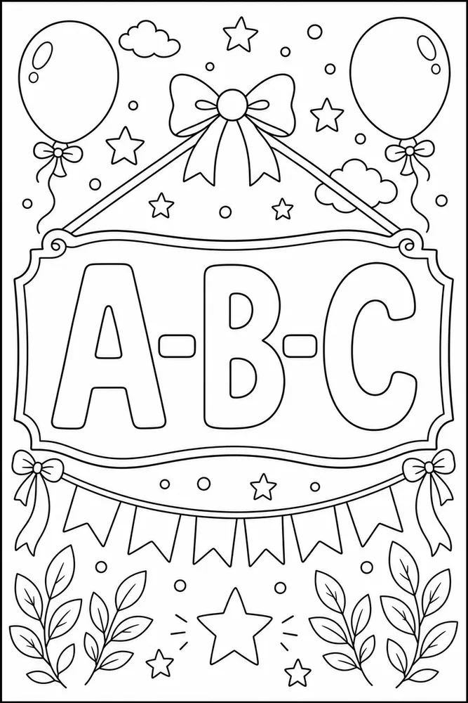 A to Z Alphabet Alphabet banner coloring page