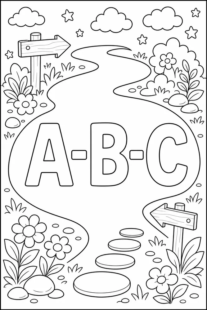 A to Z Alphabet Letter path coloring page