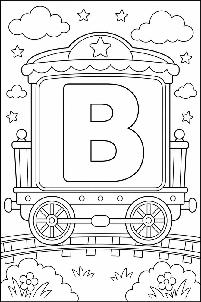 Alphabet Train Alphabet train letter b coloring page