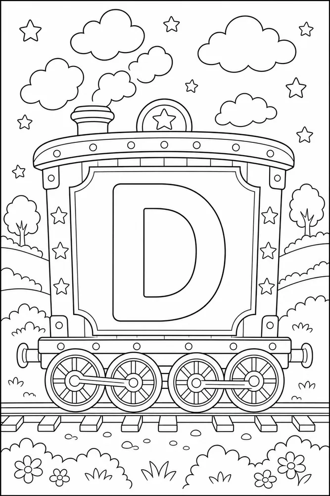 Alphabet Train Alphabet train letter d coloring page