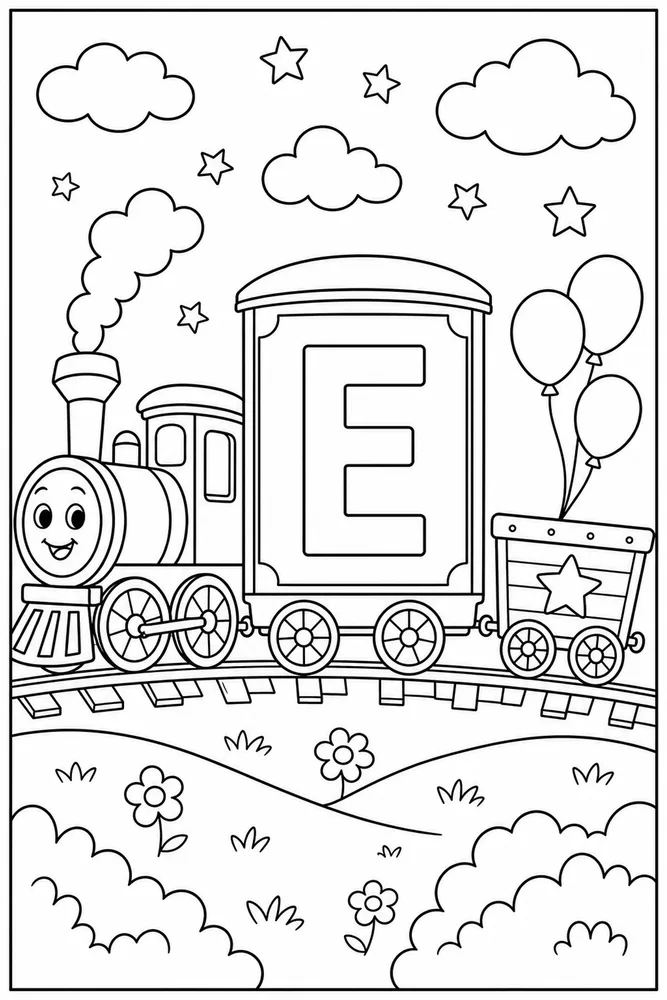 Alphabet Train Alphabet train letter e coloring page