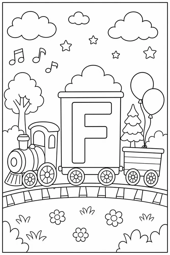 Alphabet Train Alphabet train letter f coloring page