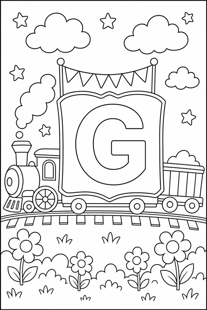 Alphabet Train Alphabet train letter g coloring page