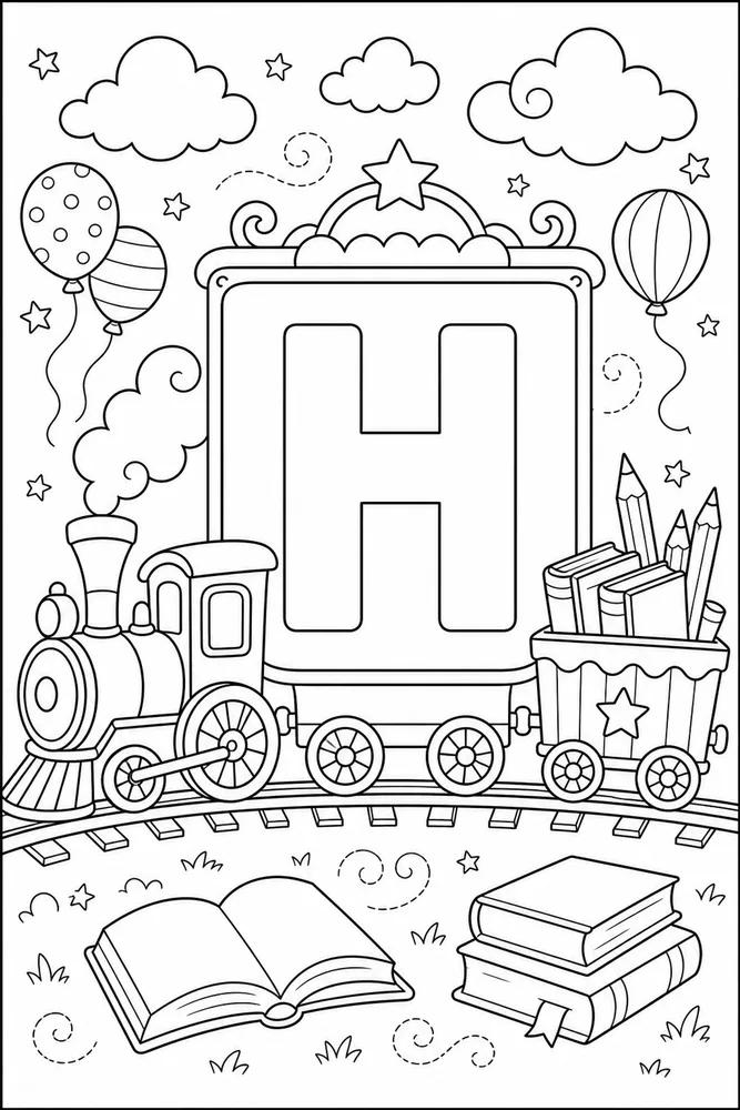 Alphabet Train Alphabet train letter h coloring page