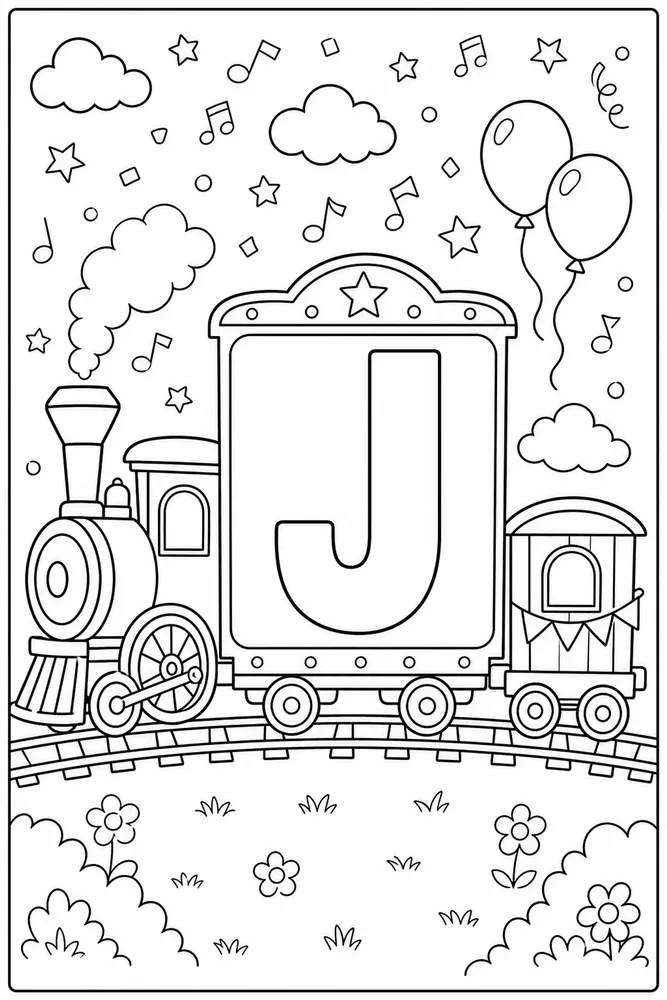 Alphabet Train Alphabet train letter j coloring page