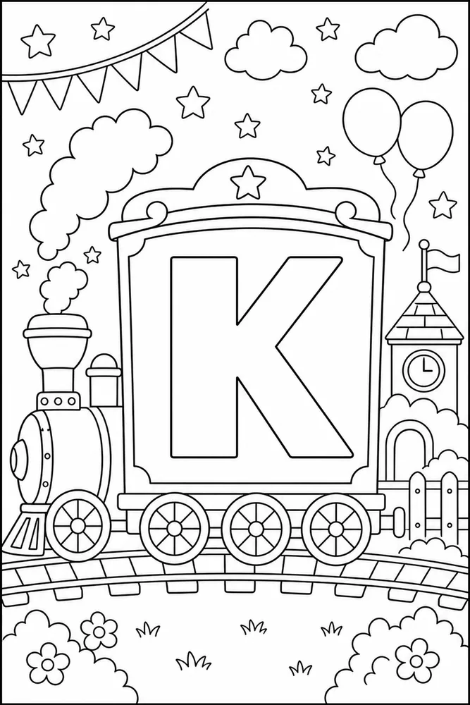 Alphabet Train Alphabet train letter k coloring page