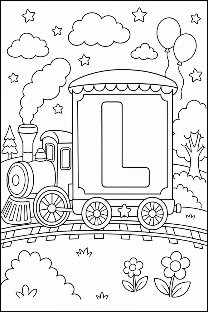 Alphabet Train Alphabet train letter l coloring page