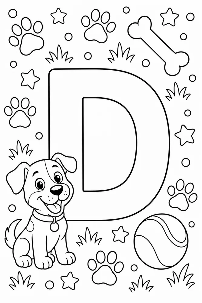 Animal Alphabet D dog coloring page
